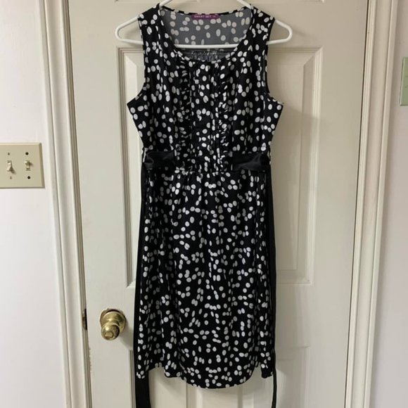 🌷3 for$25🌷Smart Set, US S (Fits Up to US M), Black & White Polka Dot Dress - Picture 3 of 8